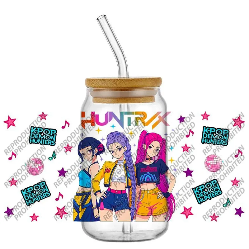 22 Design KPop Demon Hunters Saja Boy wasserdichte DIY-Aufkleber 3D-Transfer-Sticker 16oz UV DTF für Gläser und Becher