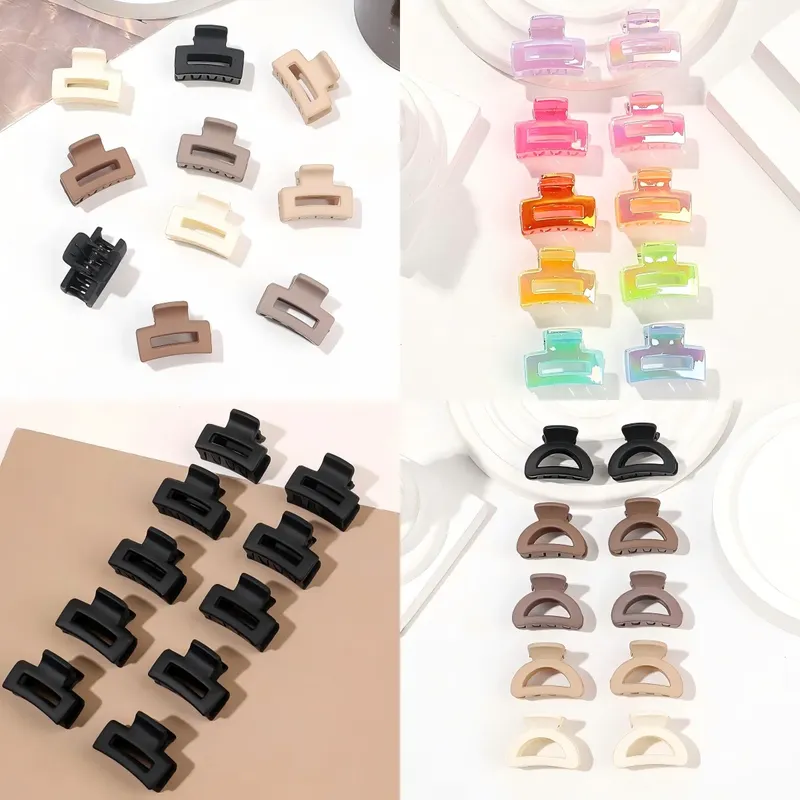 10 Stück mehrfarbige, matte, rechteckige, kleine Haarklammern für Frauen und Mädchen, niedliche Pony-Haarnadel, Haar-Accessoires