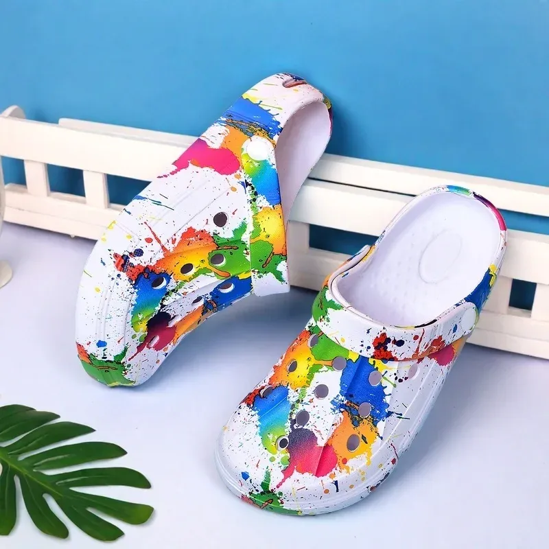 Lässige, leichte Damen-Sandalen mit Paarenmotiv, rutschfest, dick, für den Außenbereich, Garten, Strand, Alltag, Slip-On-Schuhe