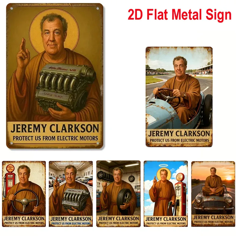 Vintage Jeremy Clarkson Rennwagen Metallposter Heavy-Duty Garage Dekor Top Gear inspiriertes Design 1-teilig