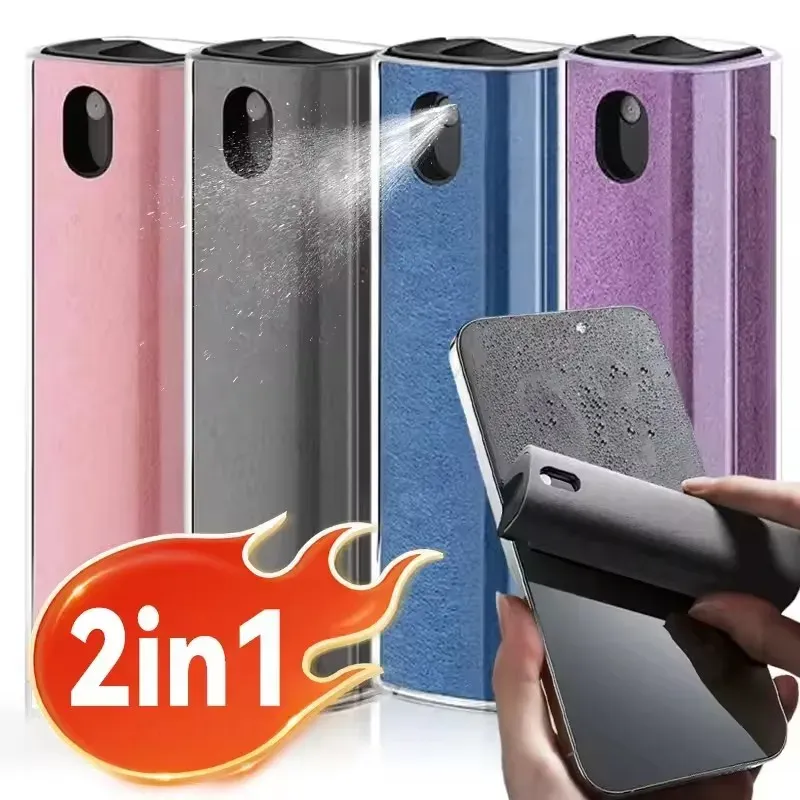 2-in-1-Sprühflaschen-Set aus Mikrofaser-Bildschirmreiniger, für Mobiltelefone, iPad, Computer, Mikrofasertuch, zum Reinigen von iPhone-Brillen, Tüchern