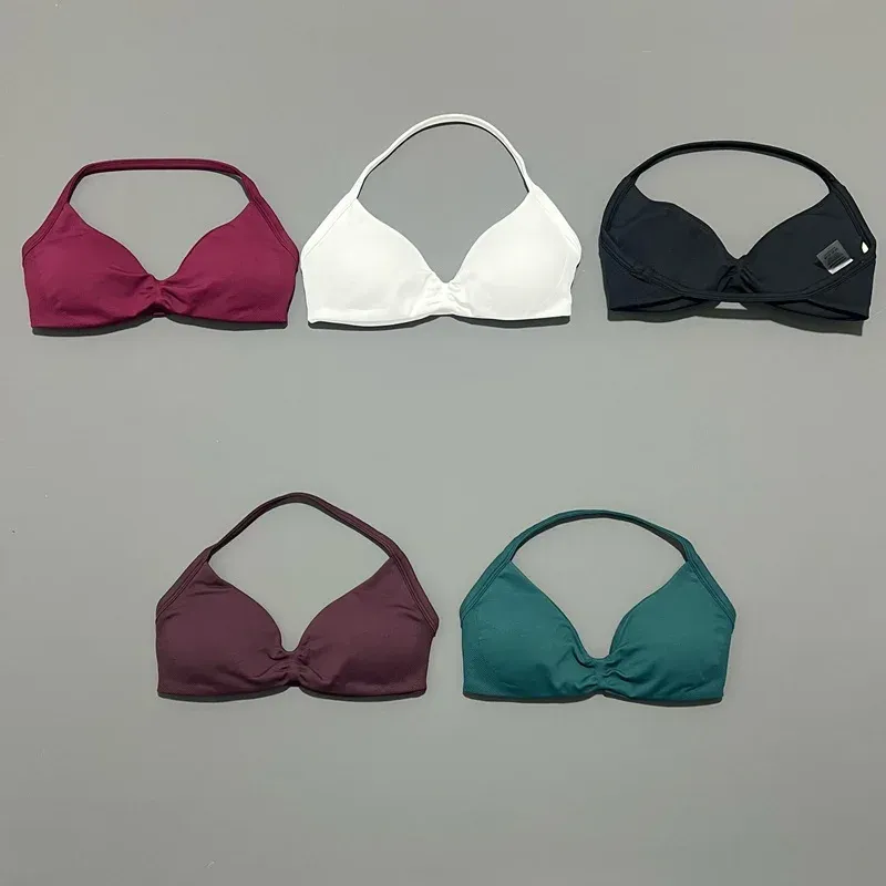 HISTELLO Sport-BH mit Trägern, einfarbig, nahtlos, für Damen, Yoga-Unterwäsche, Fitness-Workout, Neckholder-Top, Lauf- und Gym-Sport-BH