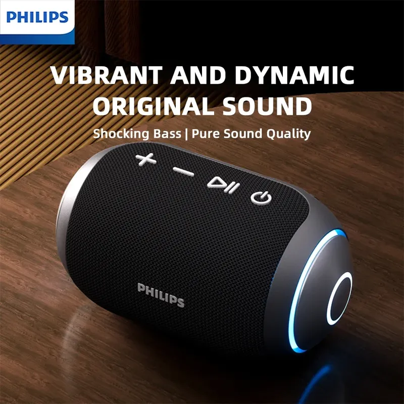 Philips TAS3209 Tragbarer kabelloser Outdoor-Lautsprecher mit bunter Beleuchtung, 1800 mAh Akkulaufzeit, wunderbare Klangmusik für Camping