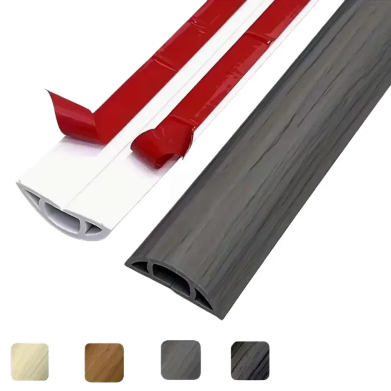 1 Stück 2 m/78,74 Zoll flexibler Bodenkabelkanal, selbstklebend, PVC-Bodenschutz, Kabelbrücke, Kabelkanal, Kabelversteck