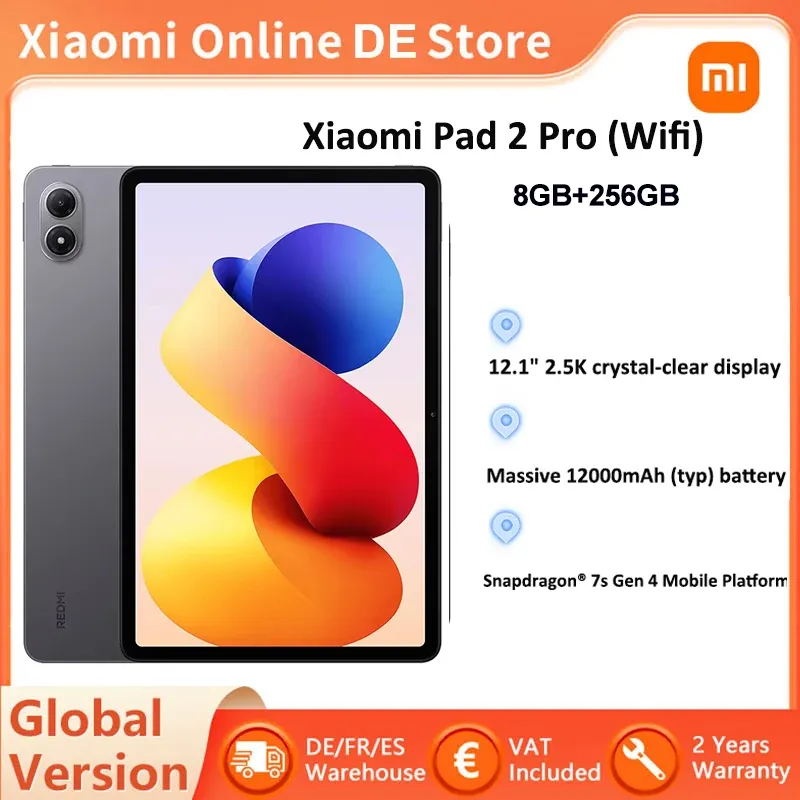 Xiaomi Redmi Pad 2 Pro Wifi Global Version Tablet 8GB 256GB Snapdragon 7s Gen 4 Processor 120Hz Refresh Rate Xiaomi HyperOS 2 Xi