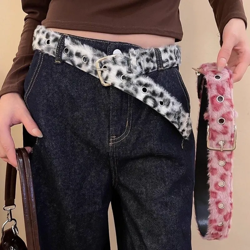 Wildleder-Taillengürtel für Damen im Y2K-Stil, trendiger Taillengürtel in Rosa/Weiß, sexy Jeans-Accessoire, vielseitiger Hip-Hop-Stil, Streetwear