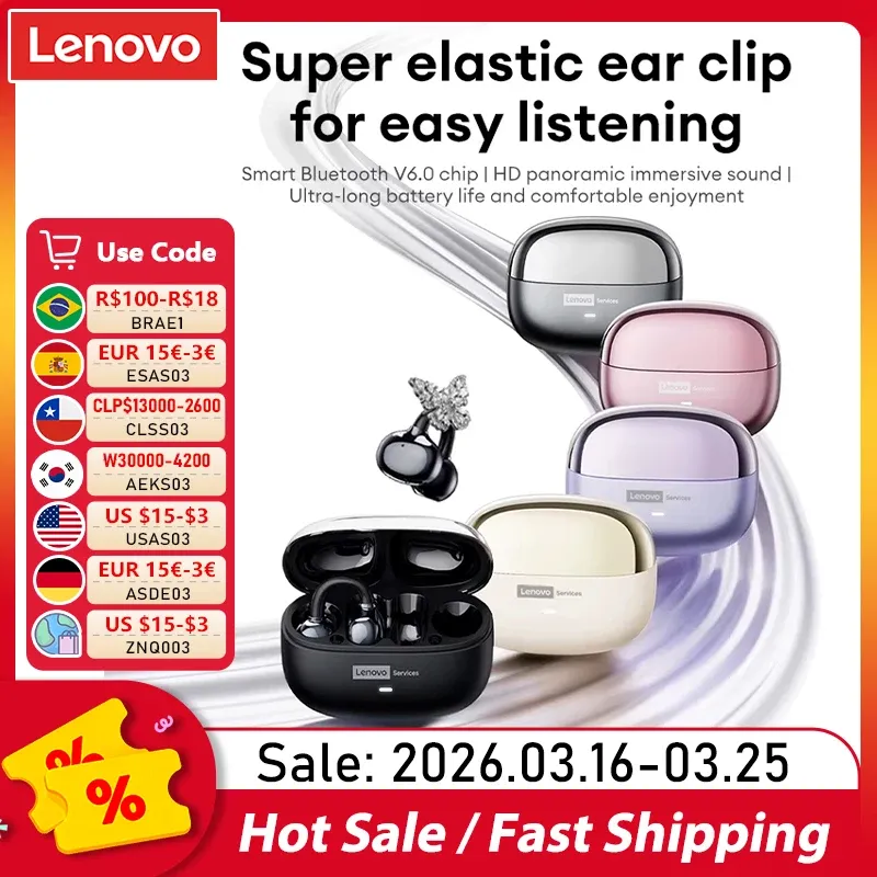 Wahl Lenovo LE302 OWS Ohrclip, kabellose Kopfhörer, niedrige Latenz, HD-Anruf, Bluetooth-Kopfhörer, HiFi-Musik, Sport, modische Ohrhörer