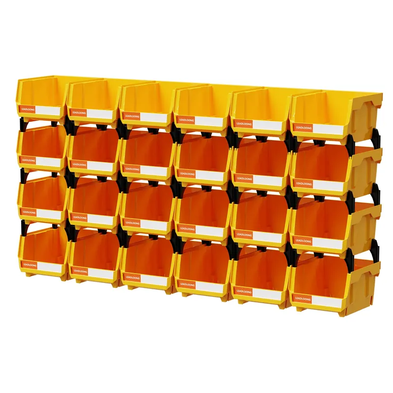 6/24 Stück 5"x4"x3" freistehende abgestufte Aufbewahrungsbehälter – stapelbare/hängende Garagenbehälter für Werkzeuge und Teile – robuster Organizer