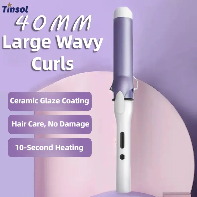 TINSOL 40mm Professioneller Lockenstab mit Rotierendem Zylinder für Große Wellen Elektrischer Lockenwickler Professionelles Salon-Styling-Tool