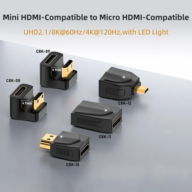 Mini HDMI-kompatibel zu Micro HDMI-kompatibel 2,1 8K @ 60Hz Stecker auf Buchse Konverter Adapter für Monitor PC TV Projektor Extender
