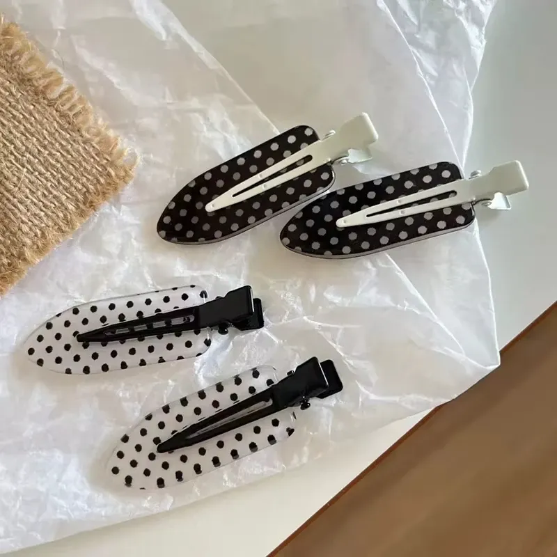 Schwarz-weiße gepunktete Acryl-Haarspangen, minimalistisch, sicherer Halt, geeignet für den täglichen Gebrauch, Party-Outfits, Haarnadel-Accessoires