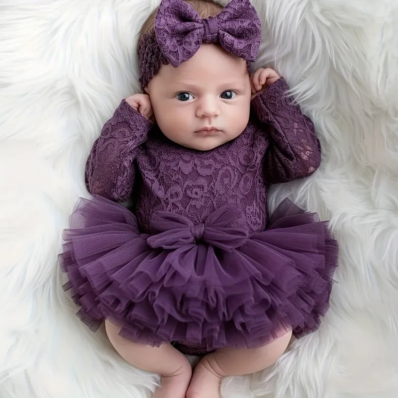 Neugeborenen Spitze Blume Stirnband und Body Set für Baby Fotoshooting 100. Tag Outfit Kleinkind Foto Requisite Baby Shower Geschenk