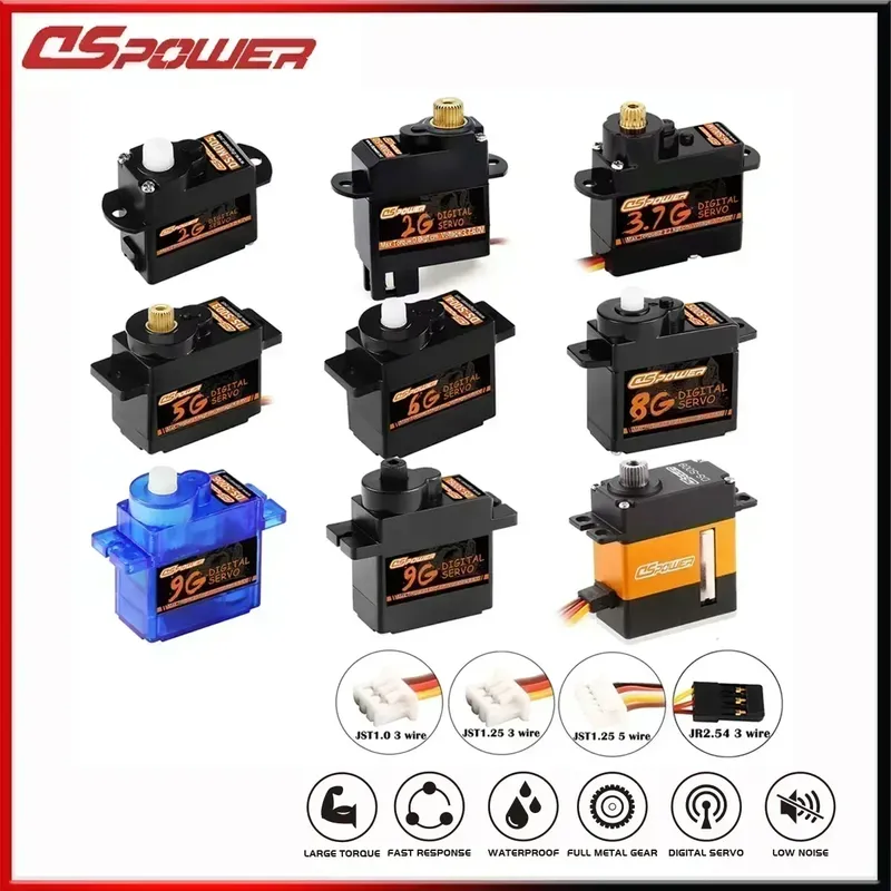 DSPOWER 2g 3,7g 4,3g 5g 6g 8g 9g Micro Digital Servo JR/JST Stecker Mini Servos Motor für RC Auto Starrflügel Flugzeug Roboter Zubehör