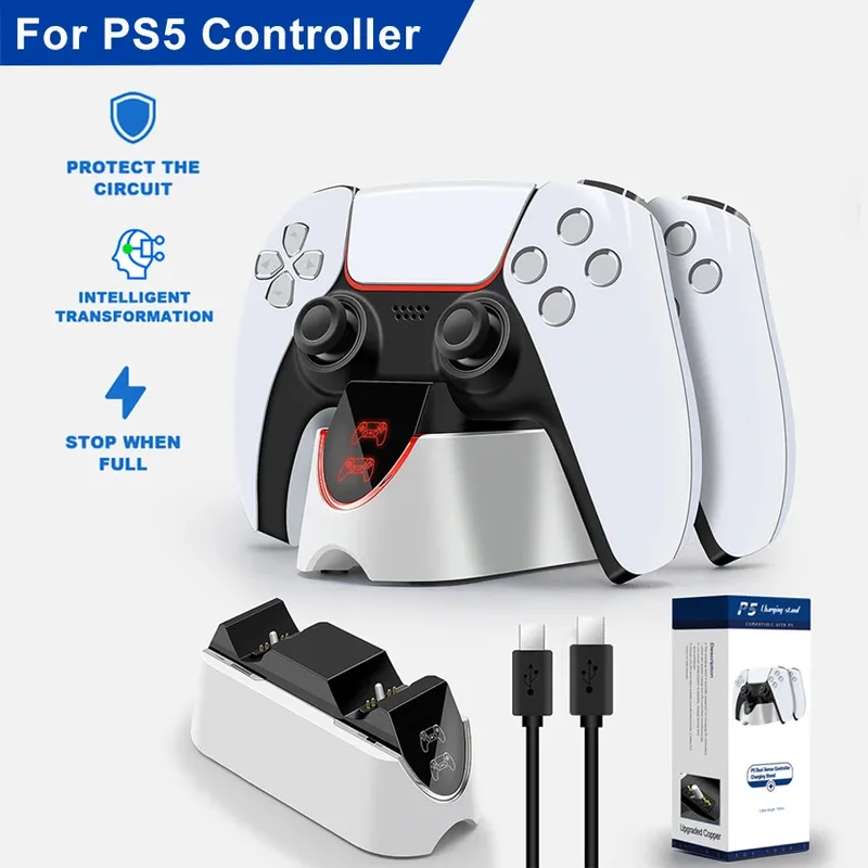 Duales Schnellladegerät für PS5-Controller, Ladestation, Ladestation mit LED-Anzeige für PS5-Gamepads