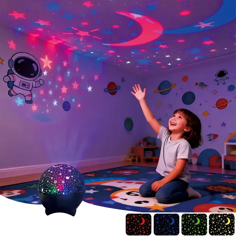 Mini-Nachtlampe Sternenhimmel-Mond-Galaxie-Projektionslampe RGB LED-Nachtlichter USB-Betrieben Raumdekorationslicht für Kinder Weihnachtsgeschenke