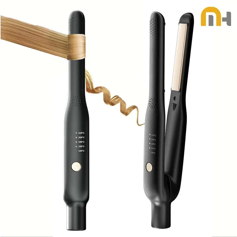 2-in-1 Mini-Haarglätter und Lockenwickler – Keramik, schnell aufheizend, 140–220 ° C – Tragbares Glätteisen für Kurzhaar-Reise-Styling