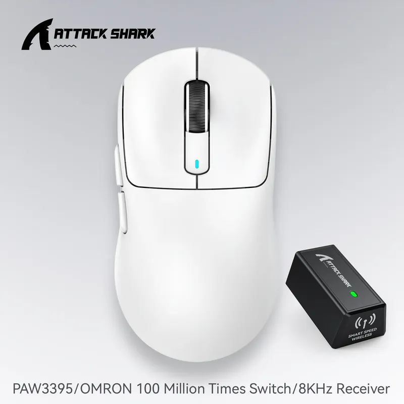 Attack Shark X3 PixArt PAW3395 Kabellose Maus, 26K DPI leichte Maus, Tri-Mode-Makro-Gaming-Maus, Laptop/Win/Mac