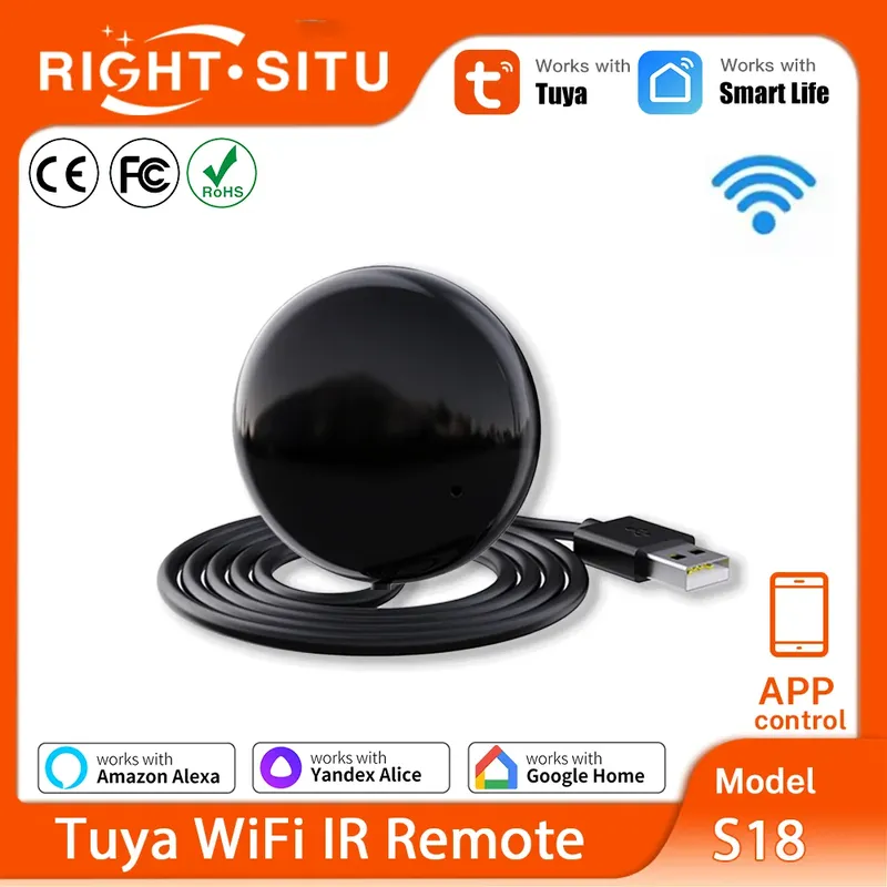 Tuya WiFi IR Fernbedienung Smart IR Fernbedienung APP Fernbedienung S18 RightSitu Arbeit mit Google Home Yandex SmartLife Alexa
