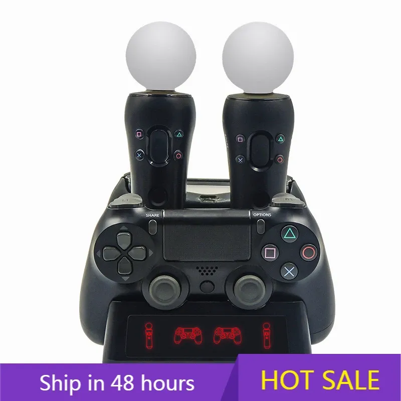 4-in-1-Controller-Ladestation für Playstation PS4 PSVR VR Move Quad-Ladegerät für PlayStation MOVE Controller