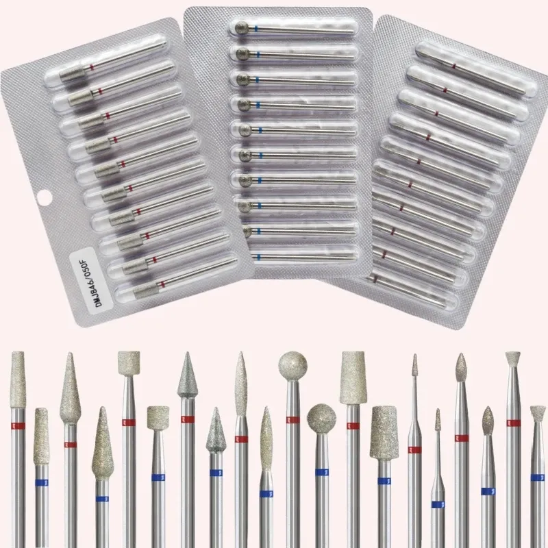 10 Teile/satz Diamant Nagel Bohrer Set Nagel Diamant Fräser für Maniküre 3/32 "Brat Elektrische Nagel Datei Häutchen entferner Werkzeug
