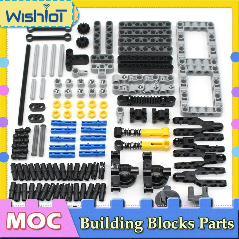 123PCS Suspension Perforierte Technologie Ziegel Teile Set Strahl Pin Arm Loch Geändert MOC Blöcke Montage Spielzeug Mischen Zubehör