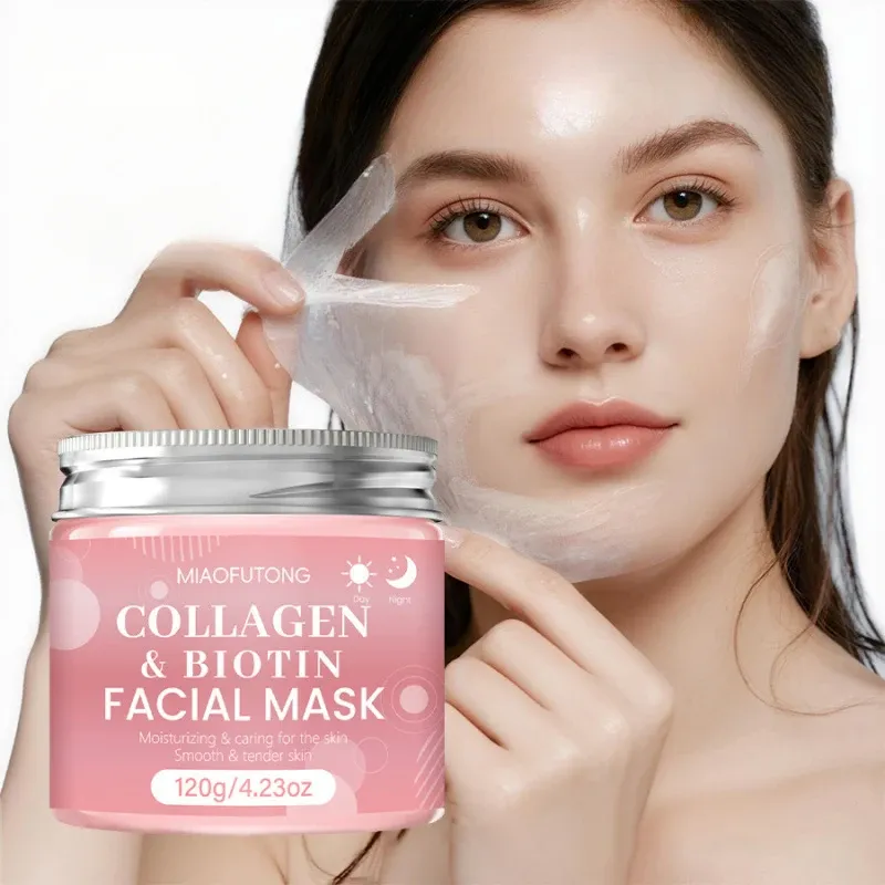 Kollagen-Biotin-Schlafmaske, tiefenwirksame Feuchtigkeitsnachtcreme, Anti-Aging-Feuchtigkeitspflege für Frauen, trockene Haut, Gesichtspflege