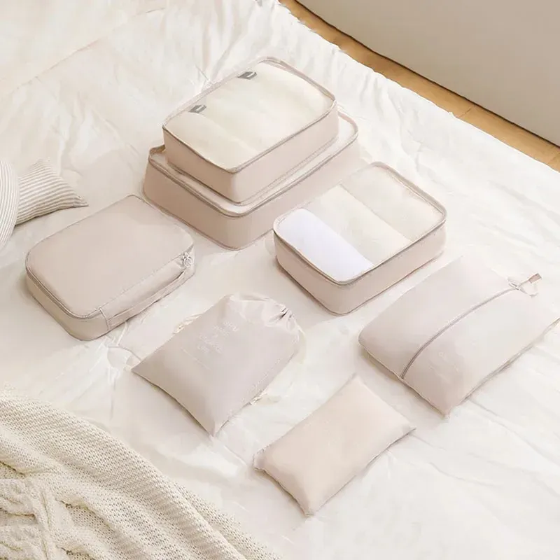 7/8/9-teiliges Set Reise-Aufbewahrungstaschen, Organizer für digitale Toilettenartikel, Schuhe und Kleidung, Koffer-Organizer, Packwürfel-Set