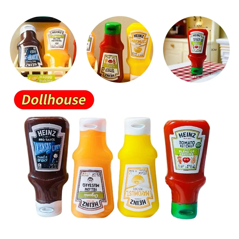 4Pcs Puppenhaus Miniatur Erdbeere Sauce Marmelade Glas Küche Lebensmittel Zubehör Für Puppen Haus Dekorationen Kinder Spielzeug Geschenk