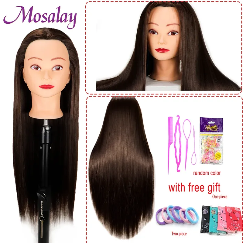 Kopf Puppen Für Friseure 65 cm Haar Synthetische Mannequin Kopf Frisuren Weibliche Mannequin Friseur Styling Ausbildung Kopf