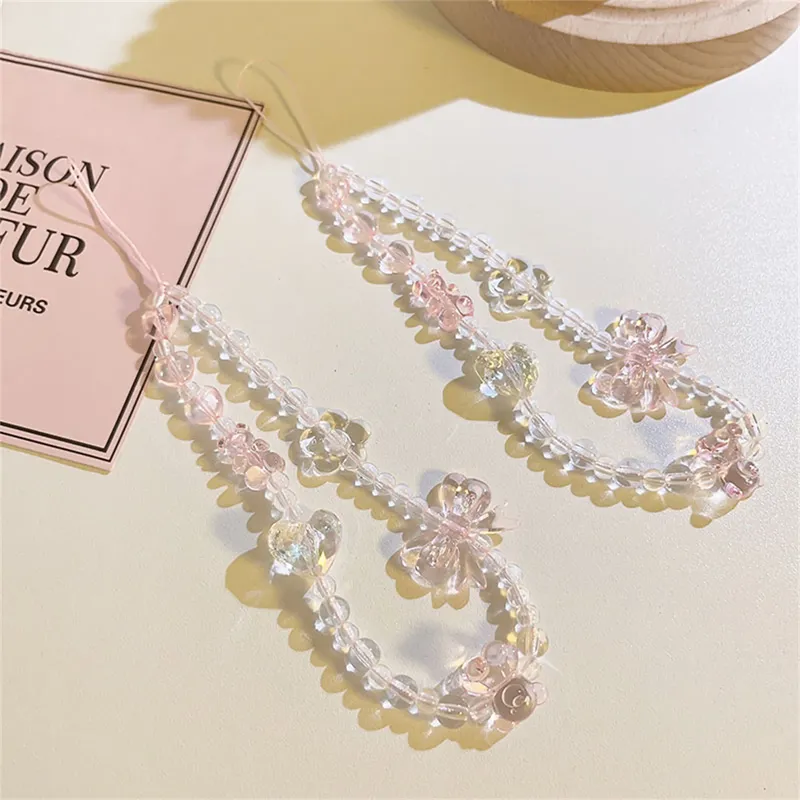 1 Stück Koreanischer Rosa Bär Schmetterling Blumen Handy Trendiger Xyun Anhänger für iPhone Samsung Universelles Zubehör Niedliches Handy-Hängeriemen