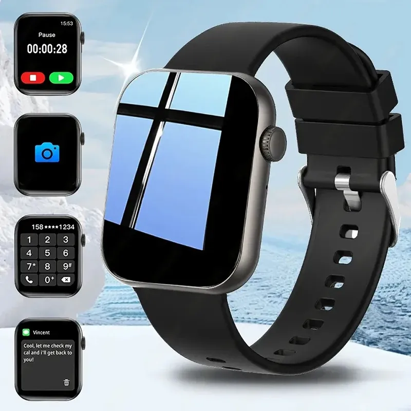 Original Neue Smartwatch 100 + Sport Modus Gesundheit Monitor Bluetooth Anruf Smart Uhren für Mann Frau IOS Android Telefon Luxus 2025