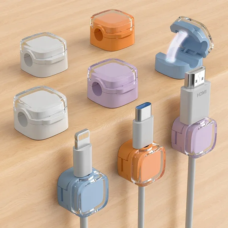 Magnetische USB-Kabel-Management-Clips, mehrfarbiger Kabel-Organizer, Schreibtisch, Wandhaken, Kabelmanagement für Telefon-Daten-Ladegerät