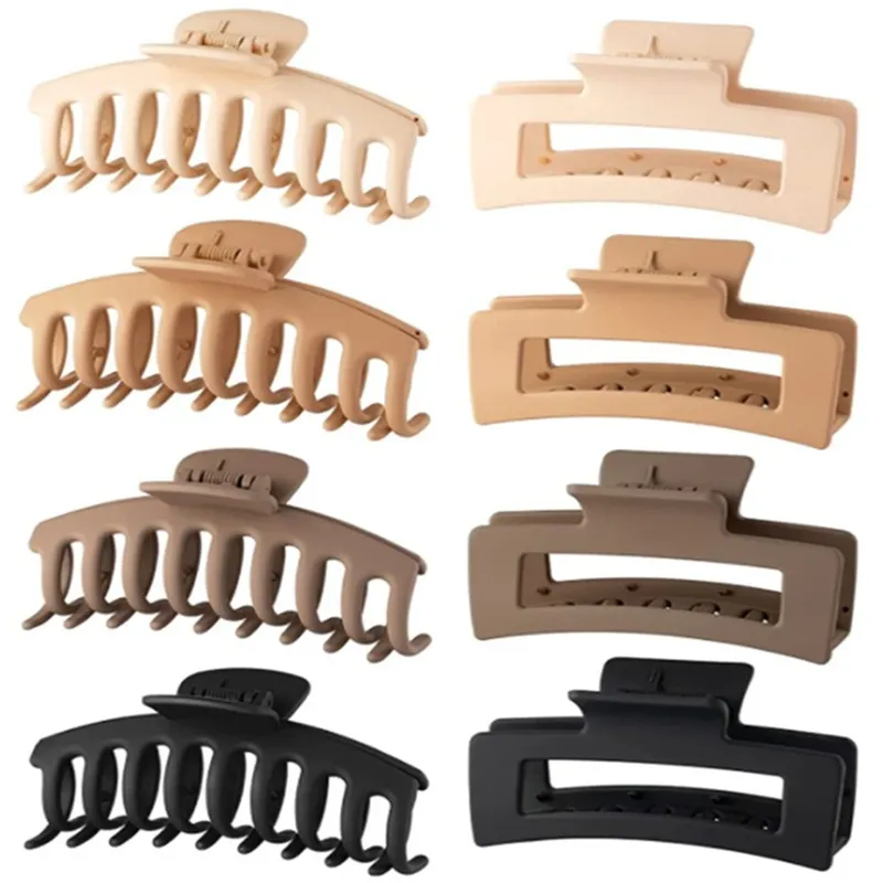Schwarze Haarspangen für Frauen – 8er-Pack 4,3 Zoll große, matte Bananenklauenklammern für Frauen, dünnes, dickes, lockiges Haar, großer, starker Halt, Kieferklammer