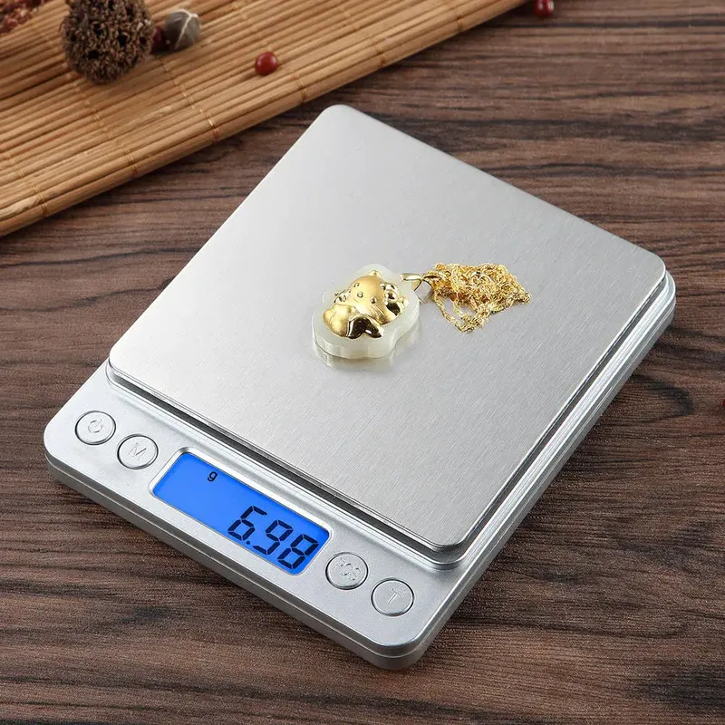 Digitale LCD-Schmuckwaage, 3 kg, 0,1 g/500 g, 0,01 g, intelligente Präzision, elektronische Tasche, tragbare Küchen-Lebensmittelwaage, Gramm-Gewichtsbalance