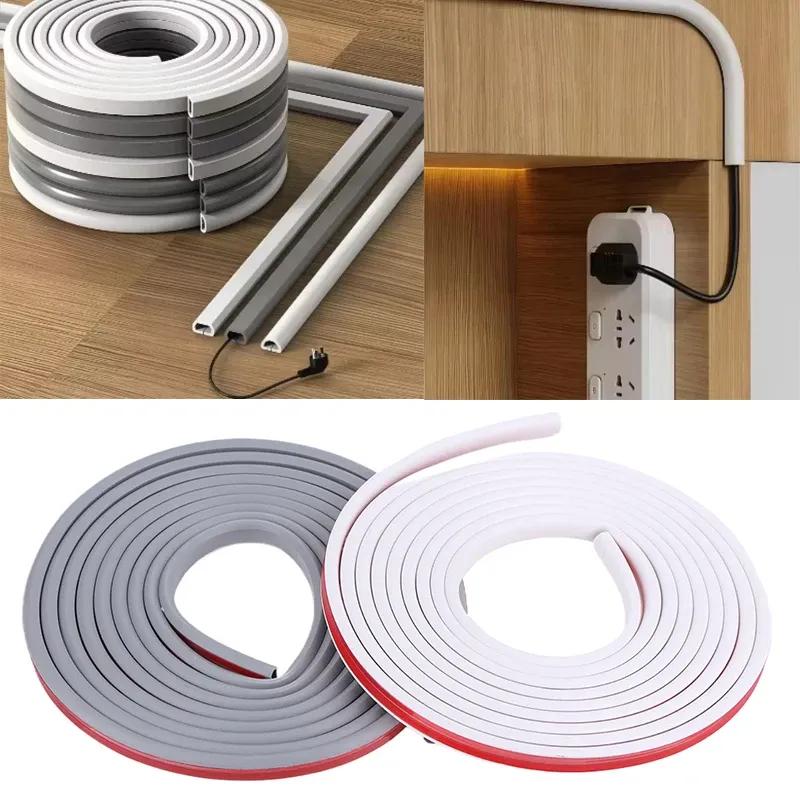 3/5 Meter PVC-Bodenschnurabdeckungshülsen, flexibler Kabelschutz für elektrische Leitungen, selbstklebende Kabelsteine