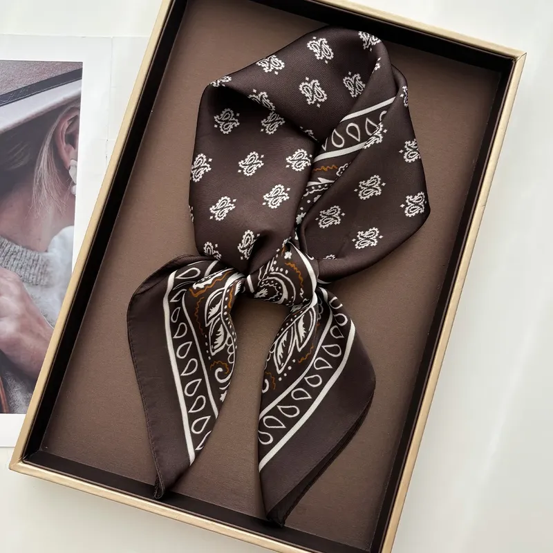 Luxuriöser quadratischer Schal für Damen, Paceley Hijab 70*70cm, elegantes Halstuch, Bandanas, weicher Satin-Kunstseidenschal, Tücher, Wickeltücher