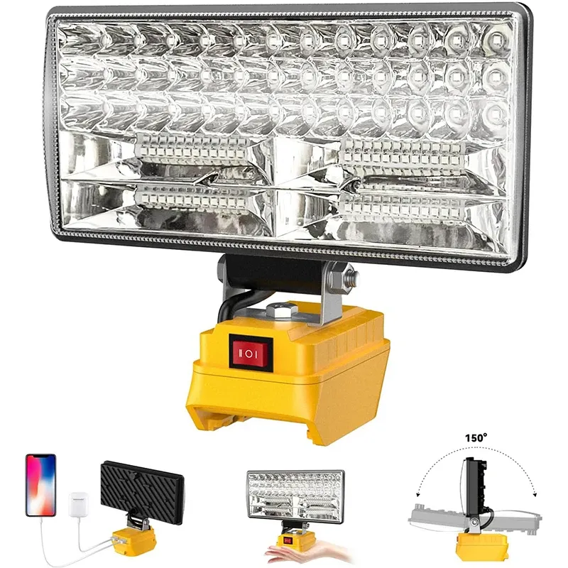 2-stufig Einstellbare LED-Arbeitsleuchte 8 Zoll Kabellos Tragbar für Dewalt Milwaukee Werkstatt Notfall-Laterne für Elektrowerkzeug-Akkus
