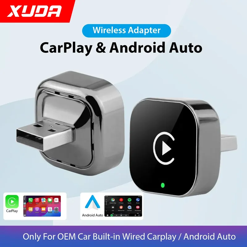 Neuer XUDA 2-in-1 kabelloser CarPlay-Adapter und Android Auto Wireless-Adapter, 5 GHz WiFi Typ-C/USB Plug Play CarPlay Wireless