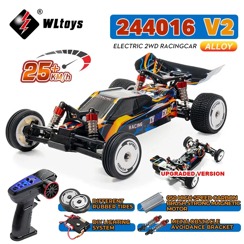 WLtoys 244016 V2 2,4G High Speed Racing Auto 2WD 25 KM/H 1:24 Gyro Volle Skala Fernbedienung Auto Wettbewerbsfähige fahrzeug Spielzeug Für Kind