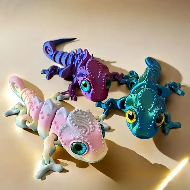 Neue 3D-Druck Chamäleon-Figuren Mehrgelenkige bewegliche Simulationsaugen für Wohnaccessoires Kinder Geschenk Raumdekoration 3D Rank