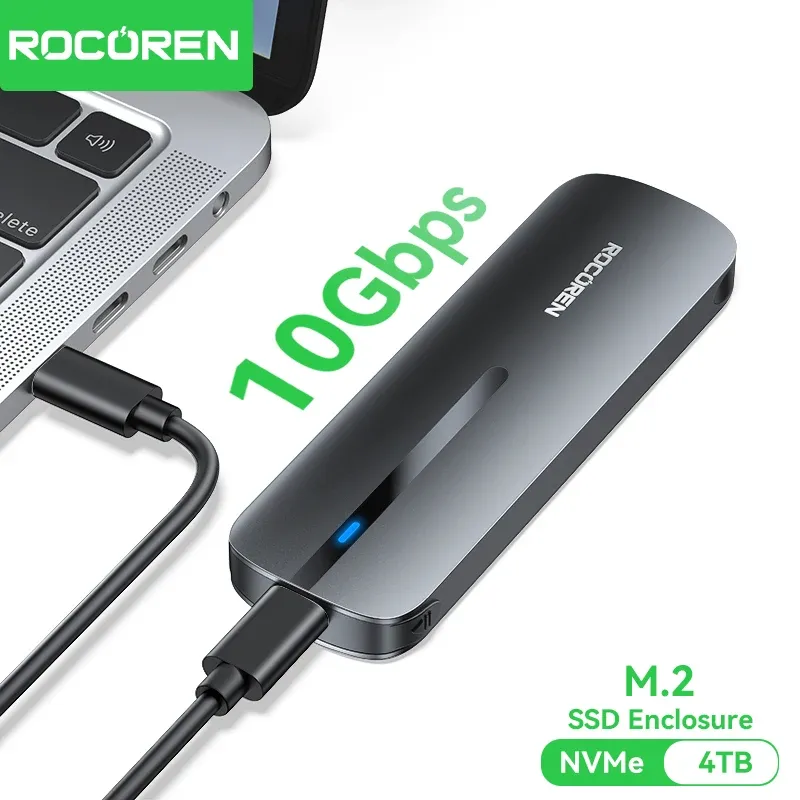 Rocoren M2 SSD-Gehäuse M.2 NVMe SSD-Gehäuseadapter 10 Gbit/s USB 3.1 Gen2 USB C externes Gehäuse unterstützt M- und B&M-Tasten