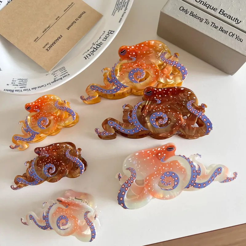1pc Kreative Design Greif Clip Spaß Marine Tier Haar Clip Personalisierte Gewebte Haar Greifen Neue Octopus Shark Clip