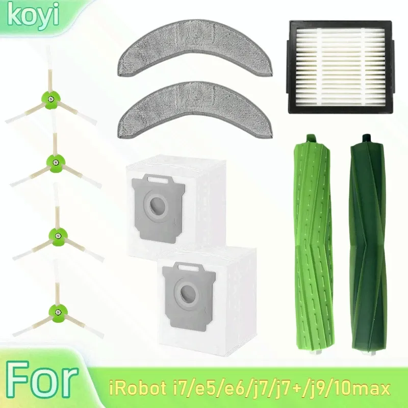 Geeignet für das iRobot i7e5e6j7j7+j910max Reinigungsroboter-Zubehörset, einschließlich der Hauptbürste, des Wischmoppes, der Kantenbürste, des Filters und des Staubsacks.