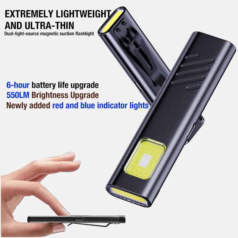 Sicherheit blinkende Arbeitsleuchte Warnleuchte starkes Licht Mini tragbar Outdoor Wartung Notfall EDC Taschenlampe Messerkappe Cli
