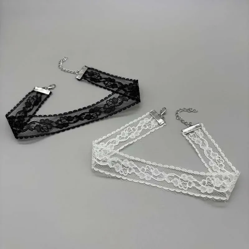Kurze Spitze Halsband Halskette für Frauen Mädchen Schwarz Weiß Farbe Mode Romantische Halskette Geschenk für Party Großhandel Hals Schmuck