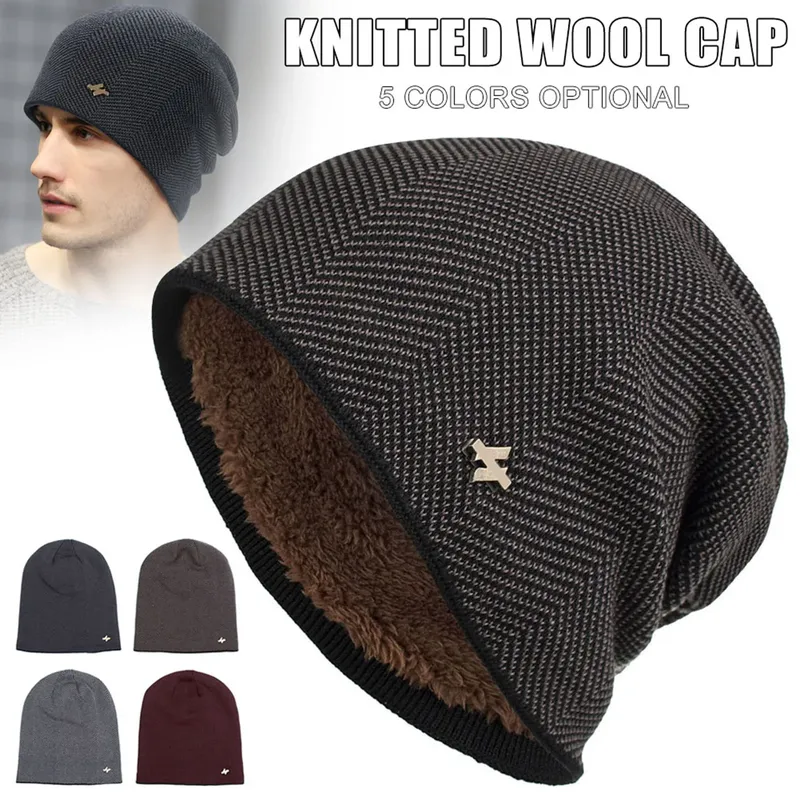 Warme Winter-Strickmütze, mit Fleece gefüttert, warme Mütze für Männer und Frauen, Unisex, kaltes Wetter, Schneemütze, Thermokissen, weiche Haptik