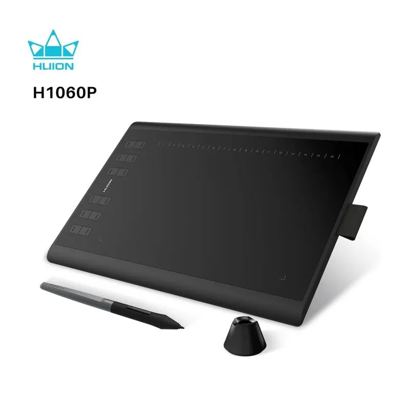 HUION Inspiroy H1060P Grafik-Zeichentablett mit 8192 druckempfindlichem, batterielosem Stift und 12 maßgeschneiderten Heißtasten, 10