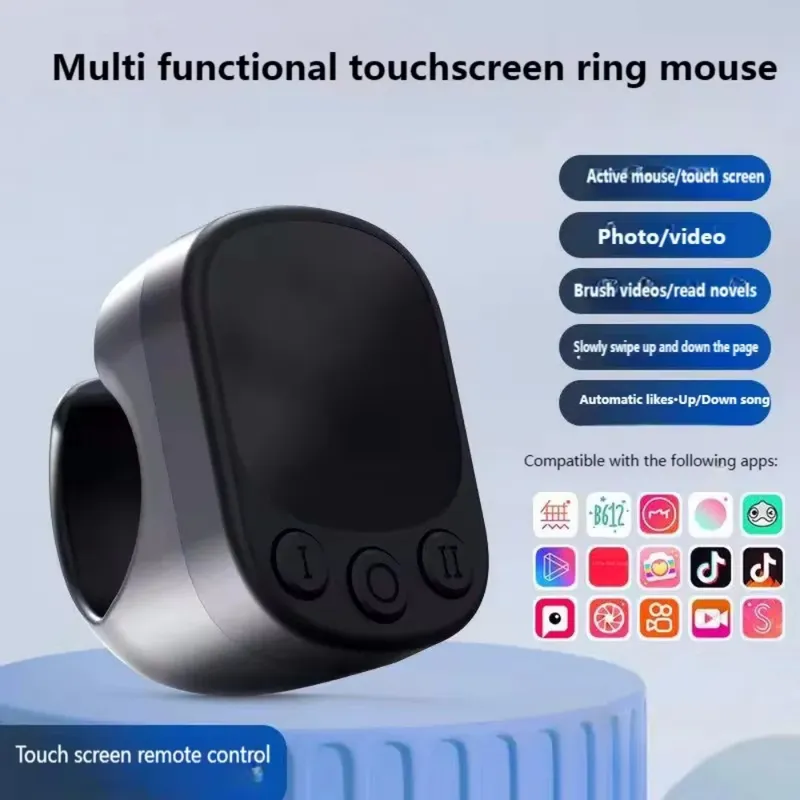 Mini-Funkfernbedienung mit Touchpad-Scrollring, Bluetooth-Seitenwender für iPhone, Android, iPad, Controller, USB wiederaufladbar