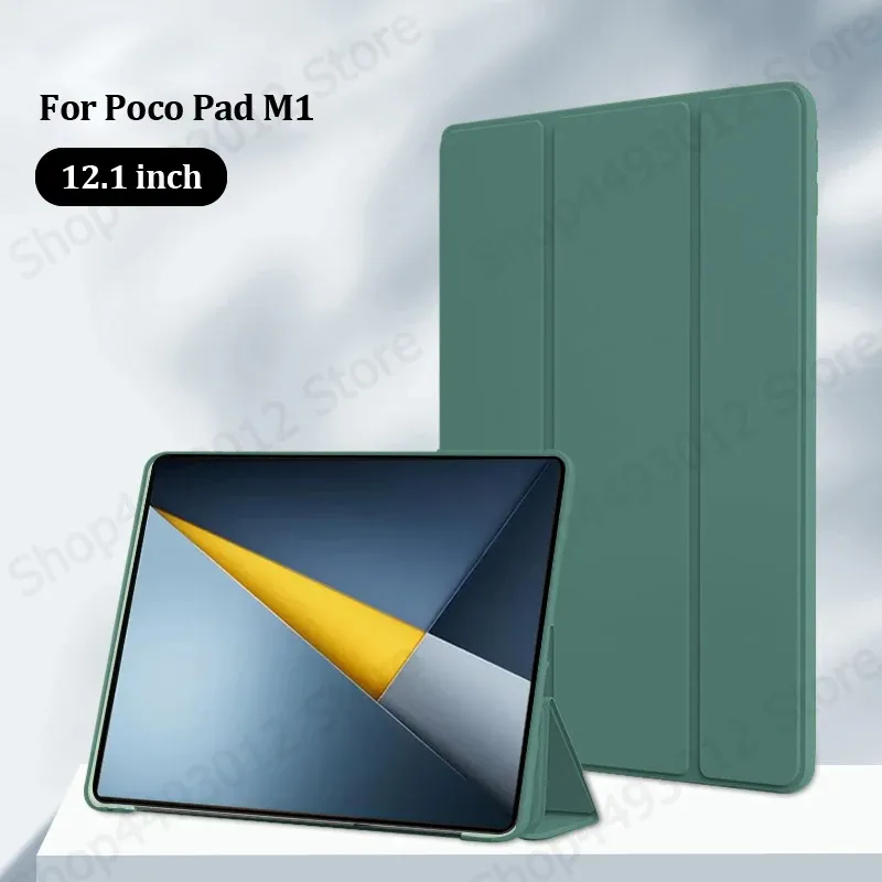 Für Poco Pad M1 Fall 12,1 zoll Trifold PU Leder Weiche TPU Zurück Stehen Tablet Shell Für Funda xiaomi poco pad m1 fall coque 2025