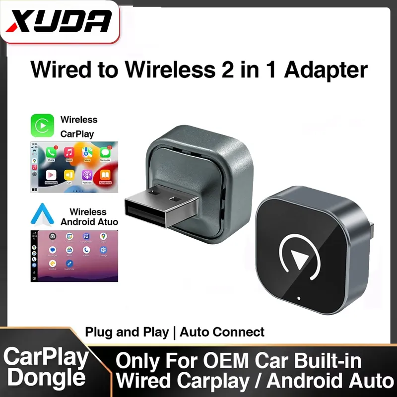 XUDA 2in1 Wireless CarPlay Adapter Android Auto AI Smart Box Auto Intelligente Systeme Für VW Toyota Nissan Honda Ford Benz